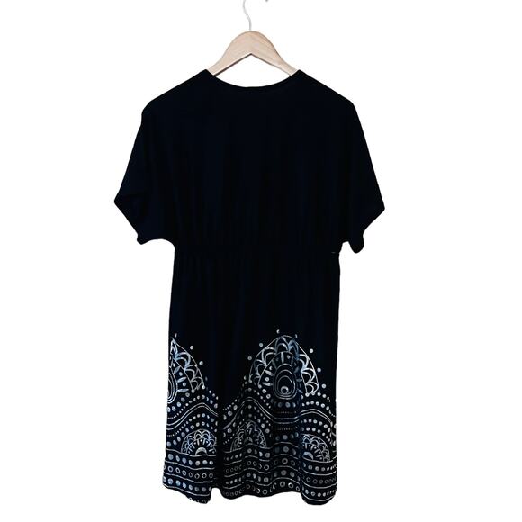 Swimsuits For All KIate Printed Trim Swim Cover Up Size 10 12 Black Silver - Picture 2 of 7